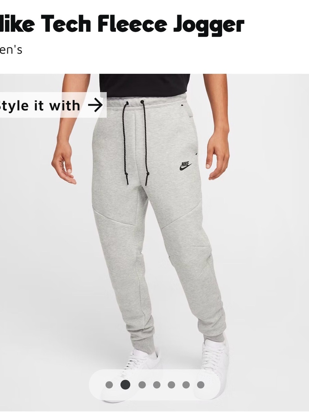 Nike Men's Tech Fleece Joggers - Light Gray with Black Accents